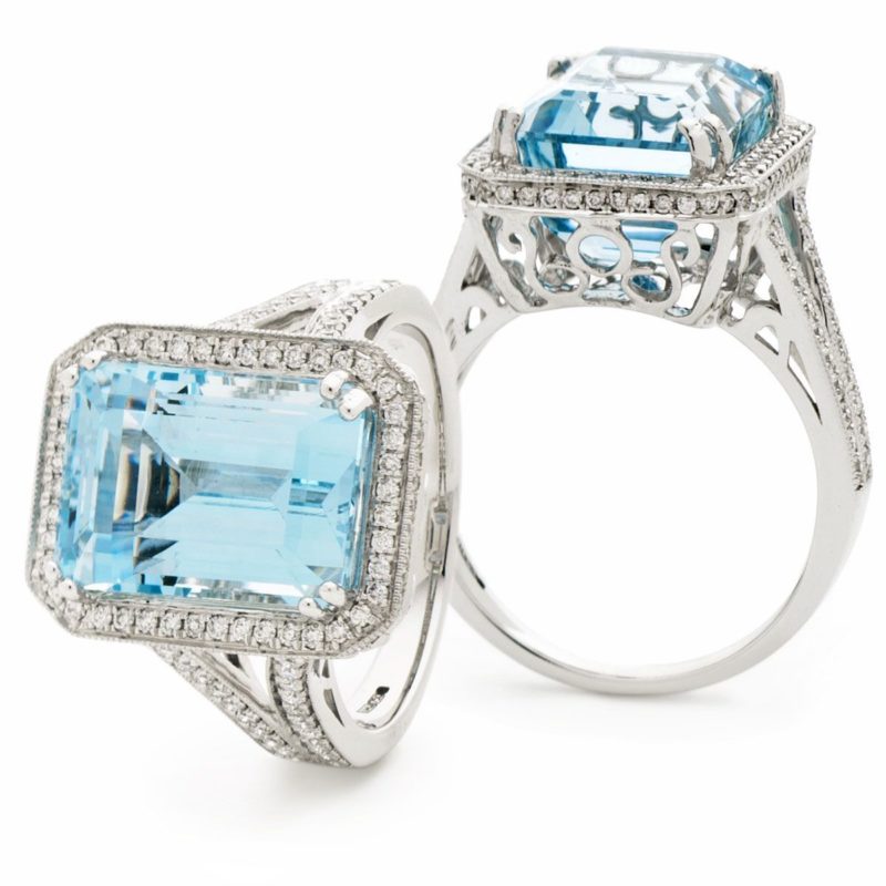 Aline or blanc,diamant aiguë marine