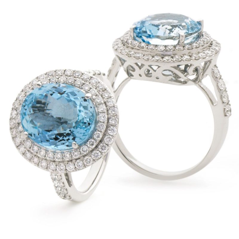 Adonis or blanc, diamant aiguë marine