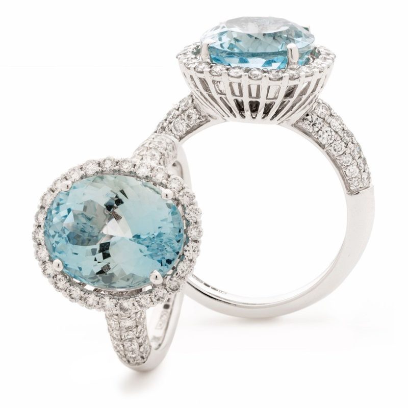 Adriel or blanc,diamant aiguë marine