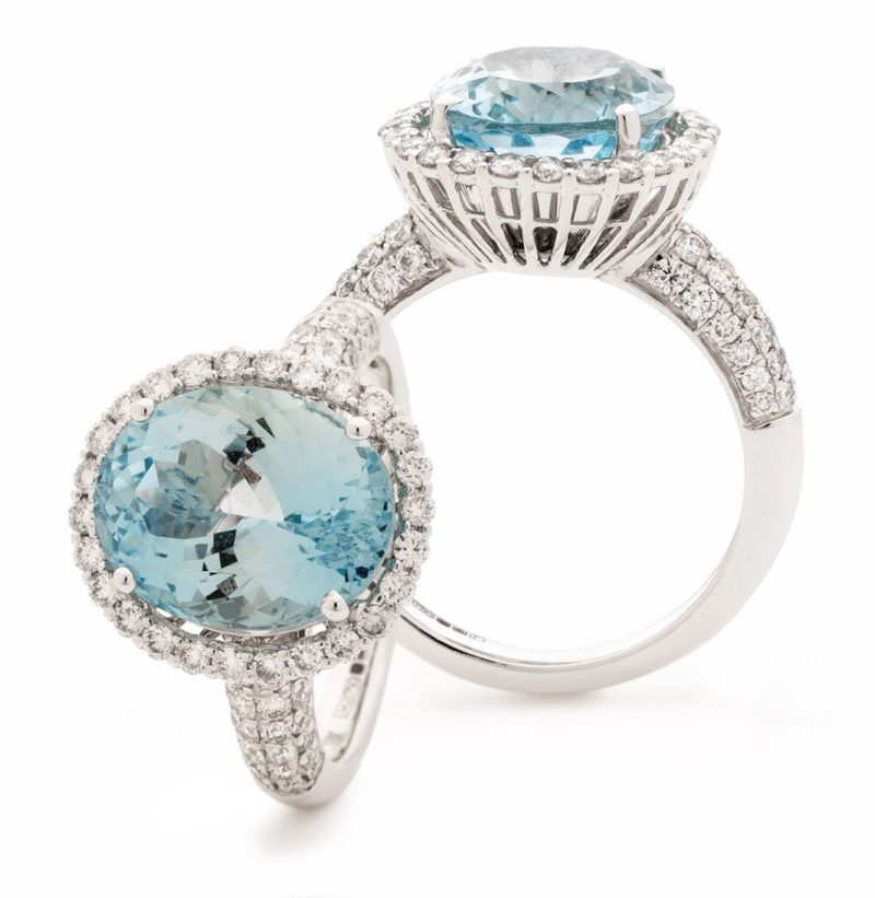 Adriel or blanc,diamant aiguë marine