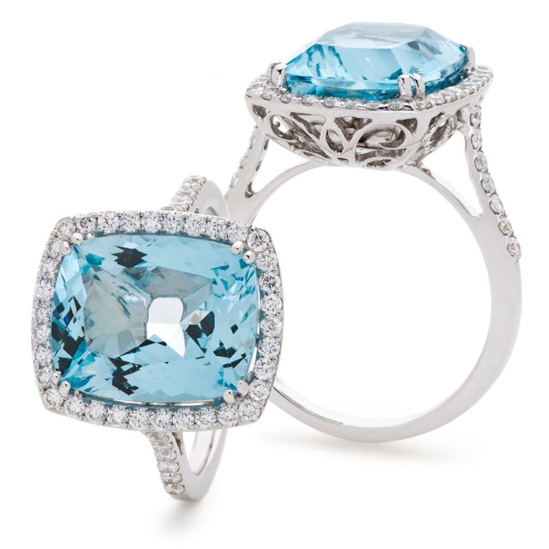 Aélis or blanc,diamant aiguë marine