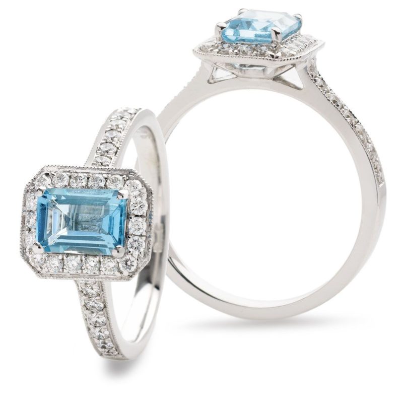 Aimable or blanc,diamant aiguë marine