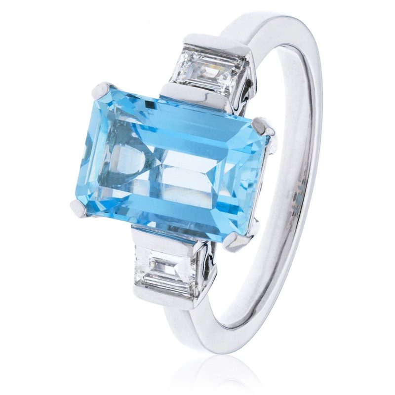 Bague Diamants Aiguë Marine Alba