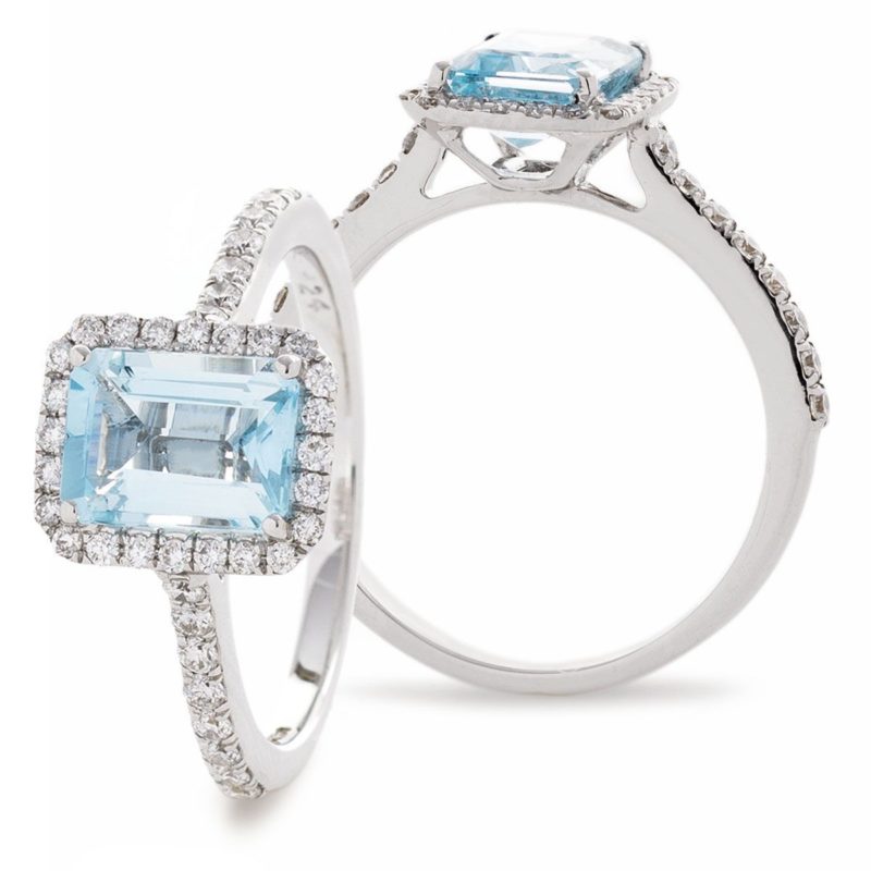 Bague Diamants Aigue Marine Or 18K Aénor