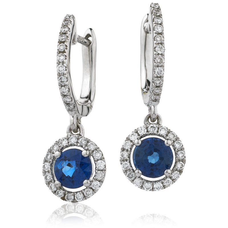 Boucles Diamants Saphir Blou