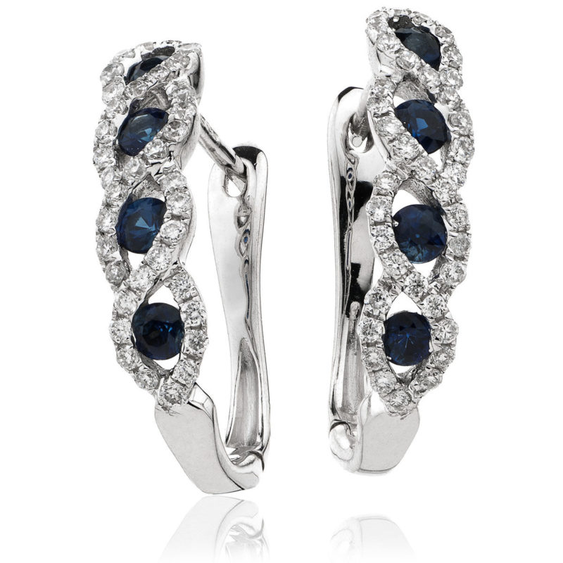 Boucles d'oreille Or 18 Carats et Diamants Keren Bleu