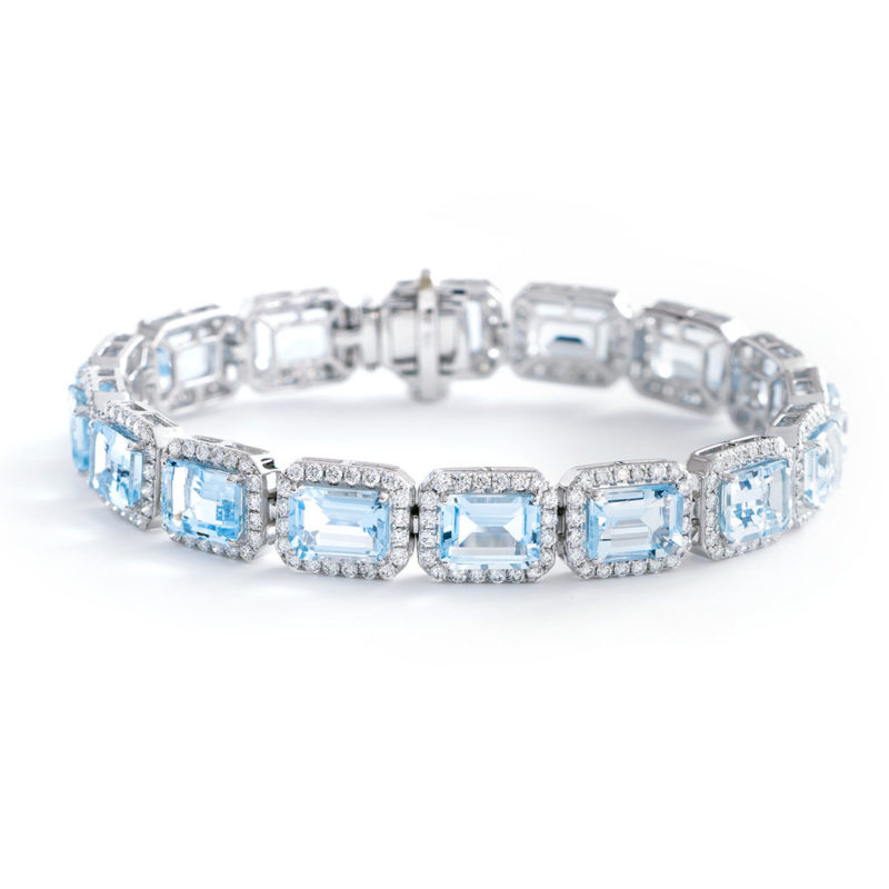 Bracelet Diamants aiguë marine Anae