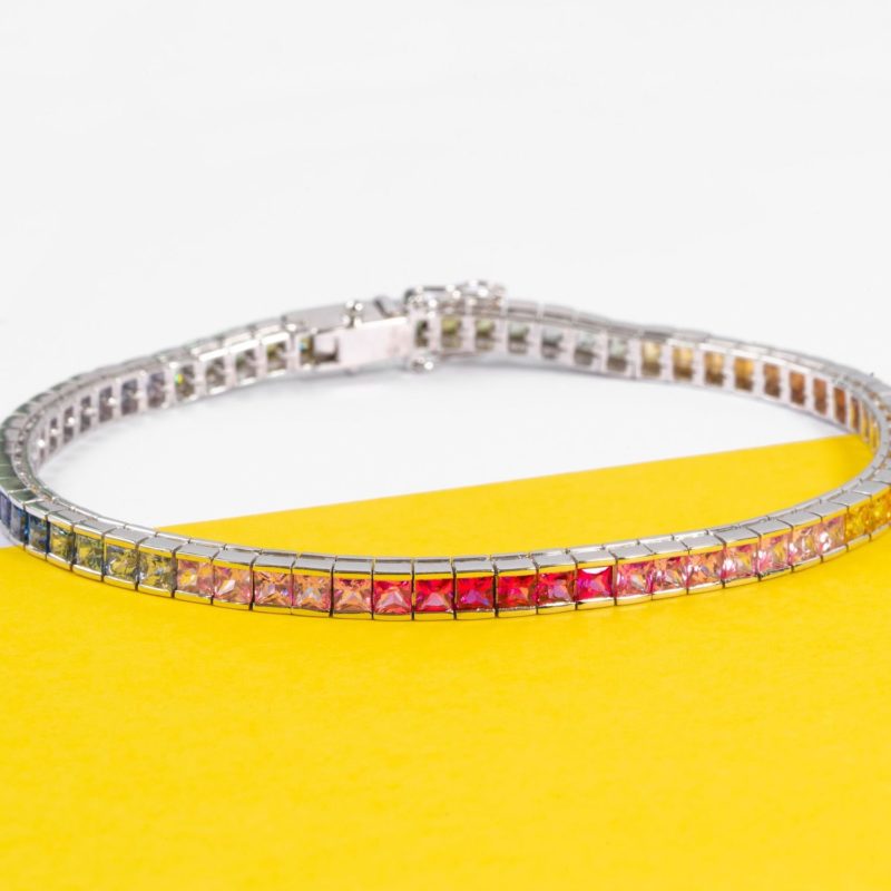 Bracelet Or 18 Carats et Saphir multicolore