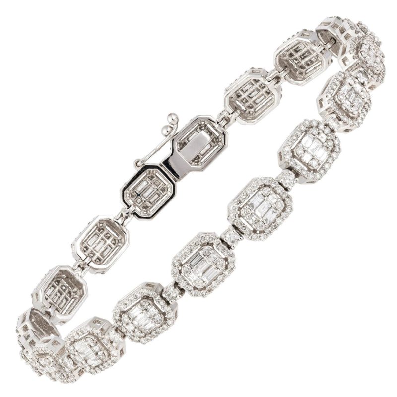 Tendance or blanc,diamant baguettes