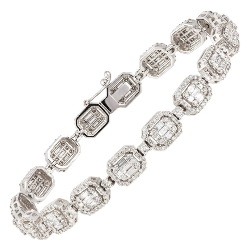 Tendance or blanc,diamant baguettes