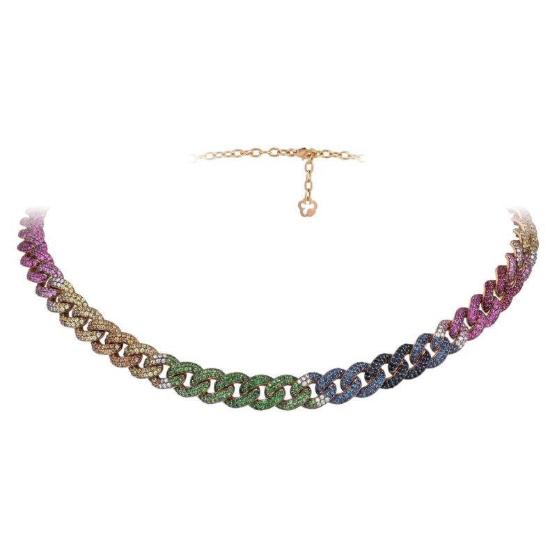 Collier Or Diamants Saphir Rainbow