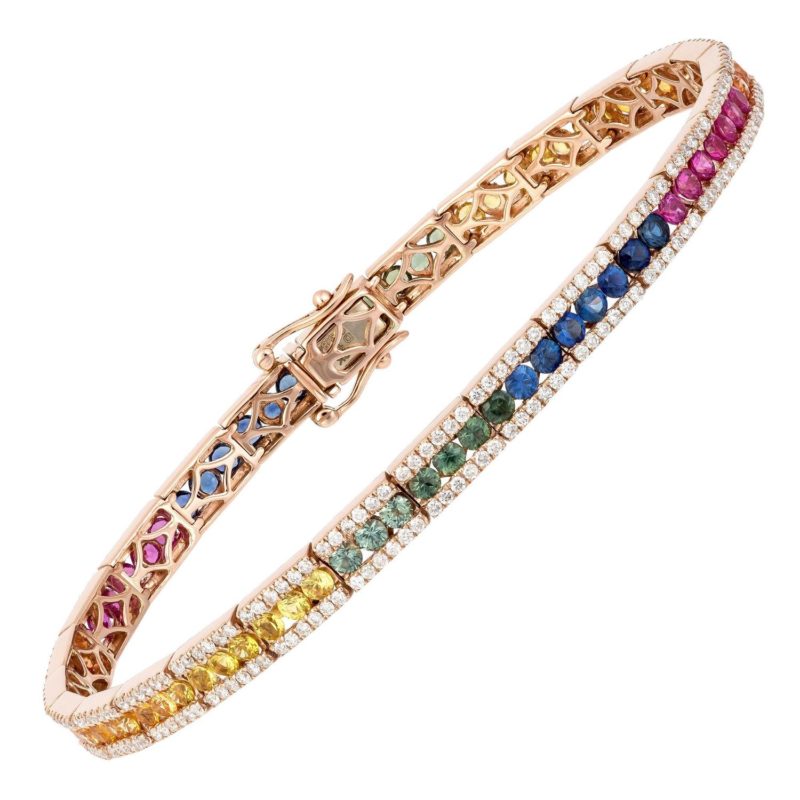 Bracelet Or Diamants Saphir Rainbow B