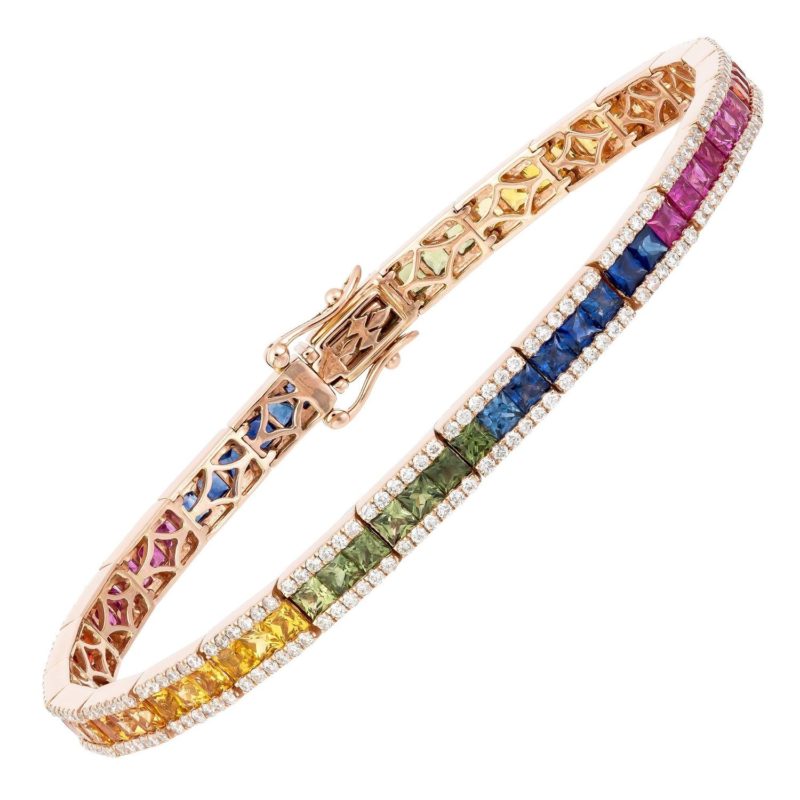 Bracelet Or Diamants Saphir Rainbow Princesses