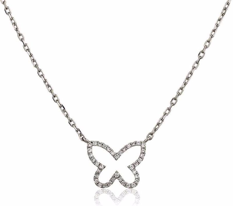 Collier Or 18 Carats et Diamants Papillon