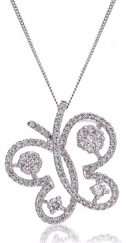 Collier Or 18 Carats et Diamantsr Butterfly
