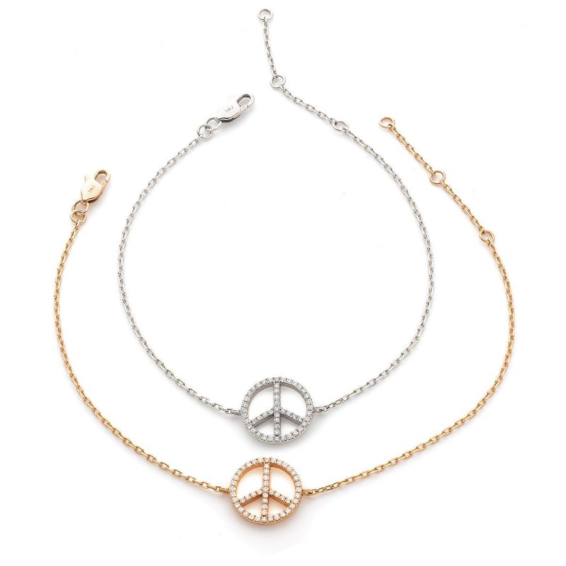Bracelet Or 18 carat et Diamants Peace & Love