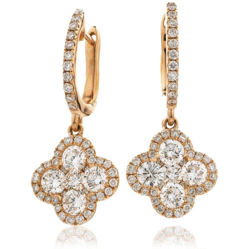 Boucles d'oreille Diamants et Or 18 Carats Trèfle
