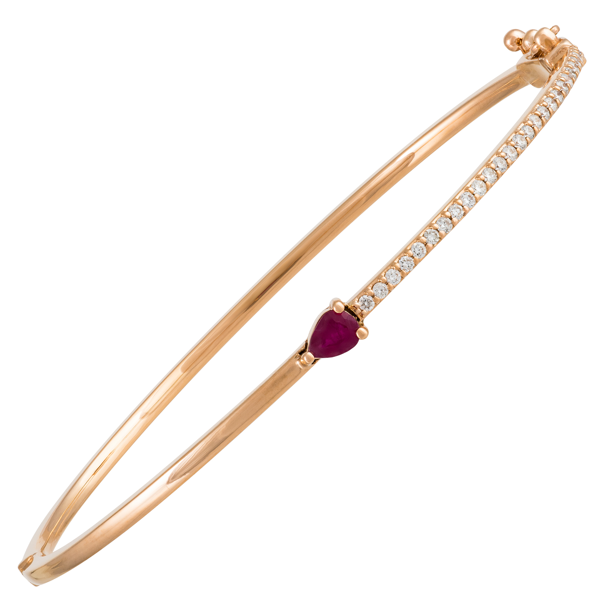 Bracelet Diamants avec Rubis  et Or 18 Carats Rose