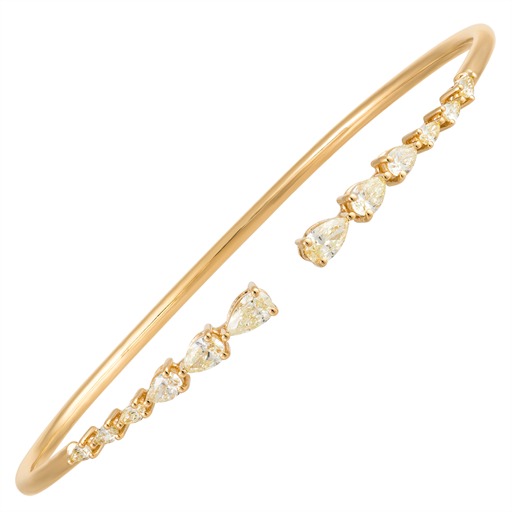 Bracelet Jonc Or 18 Carats et Diamants Jaunes Solaya