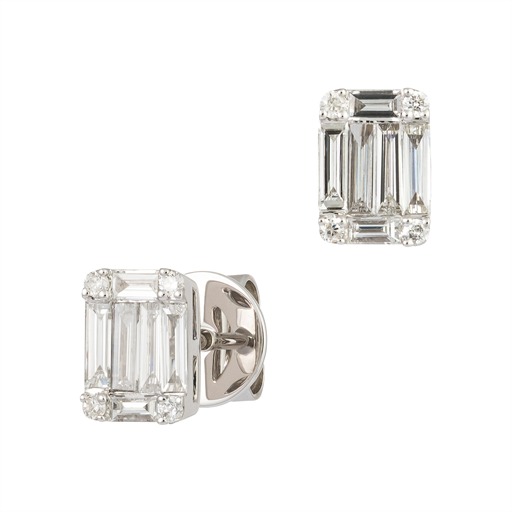 Boucles d’oreilles Or 18 Carats et Diamants Baguettes Victoire