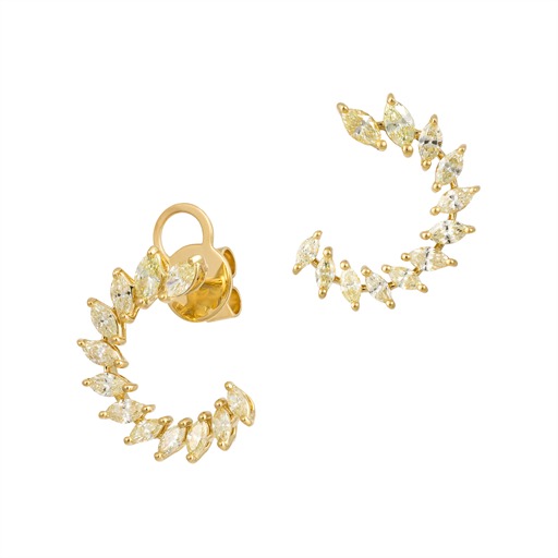 Boucles d’oreilles Grimpantes Or 18 Carats et Diamants Jaunes Séraphine