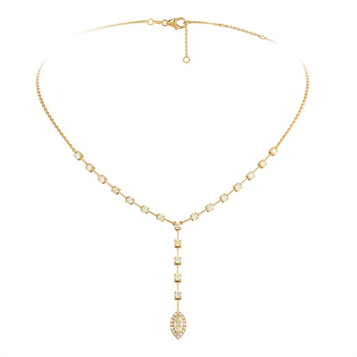 Collier Cravate Or 18 Carats et Diamants Jaunes Cassandre