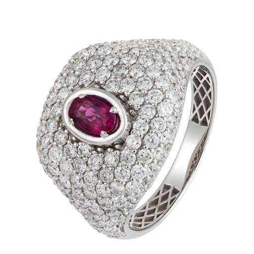 Chevalière Or 18 Carats Diamants et Rubis Mahaut